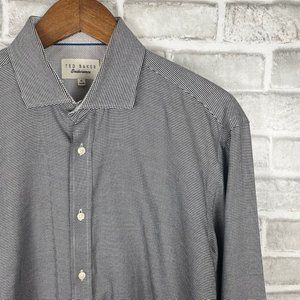 Ted Baker Endurance16 34/35 Black Micro Houndstooth Print LS/BU Modern Shirt